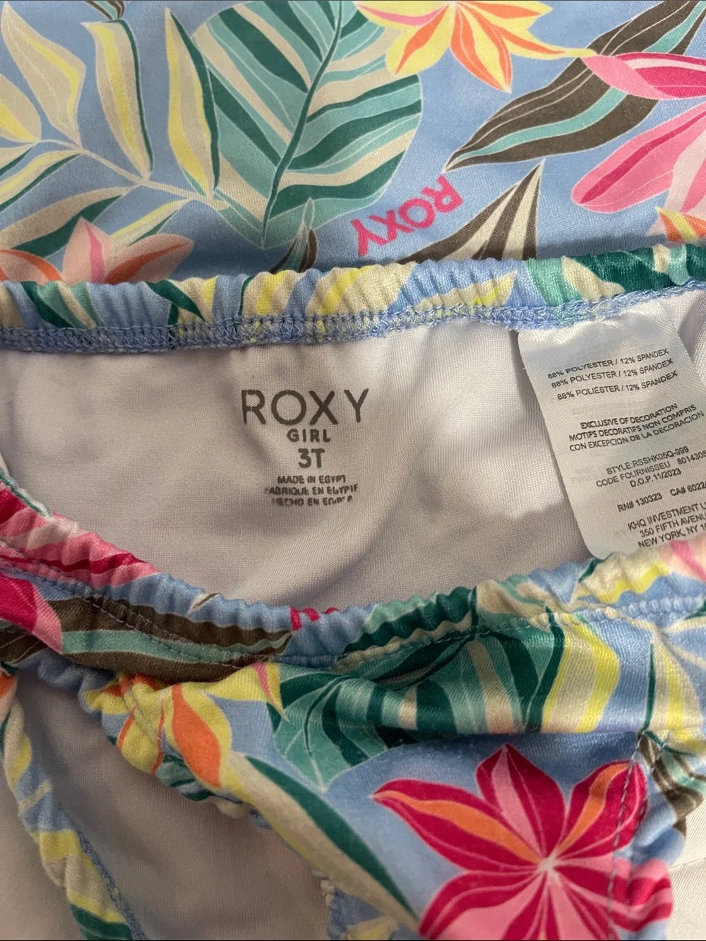 Roxy Kids' Pink and Blue Floral Rash Guard Set